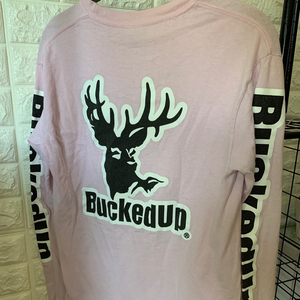 Bucked up long sleeve baby pink tee
